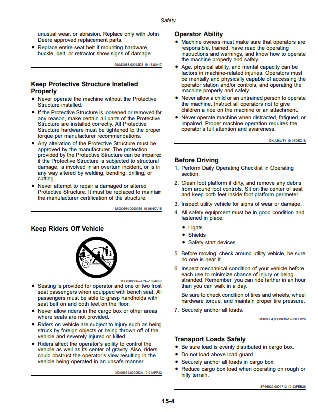 JOHN DEERE XUV 845E, XUV 845M, XUV 845R GATOR™ UTILITY VEHICLES OPERATOR MANUAL OMUC42210