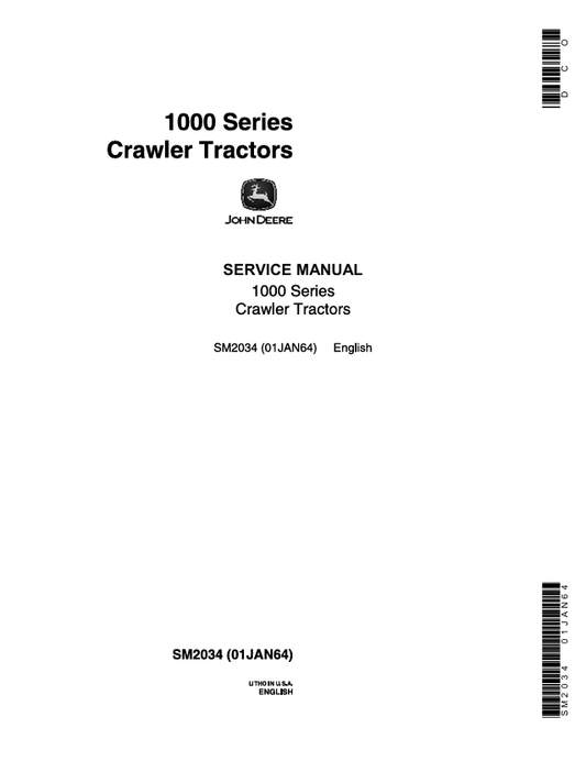 JOHN DEERE 1010 SERIES CRAWLER TRACTOR SERVICE MANUAL SM2034