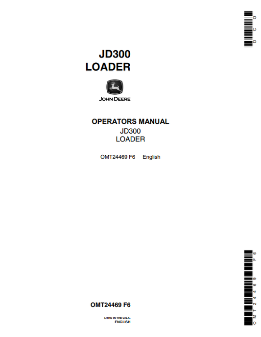 JOHN DEERE JD300 LOADER OPERATOR MANUAL OMT24469