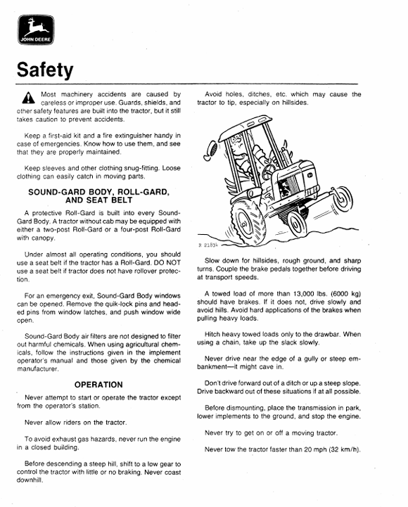 JOHN DEERE 4030 TRACTOR OPERATOR MANUAL OMR57252