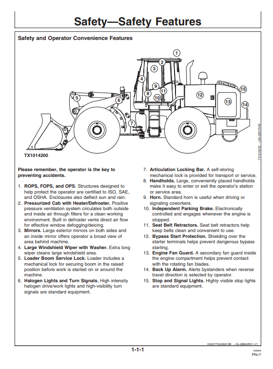 JOHN DEERE 744J AND 824J LOADER OPERATOR MANUAL OMT182029