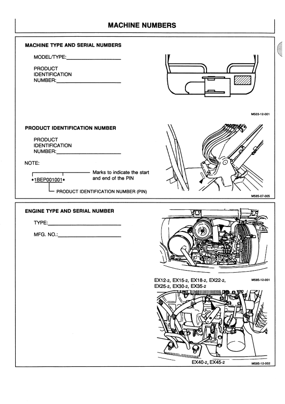 HITACHI EX12-2, EX15-2, EX18-2, EX22-2, EX25-2, EX30-2, EX35-2, EX40-2, EX45-2 EXCAVATOR OPERATOR MANUAL EM1BE14