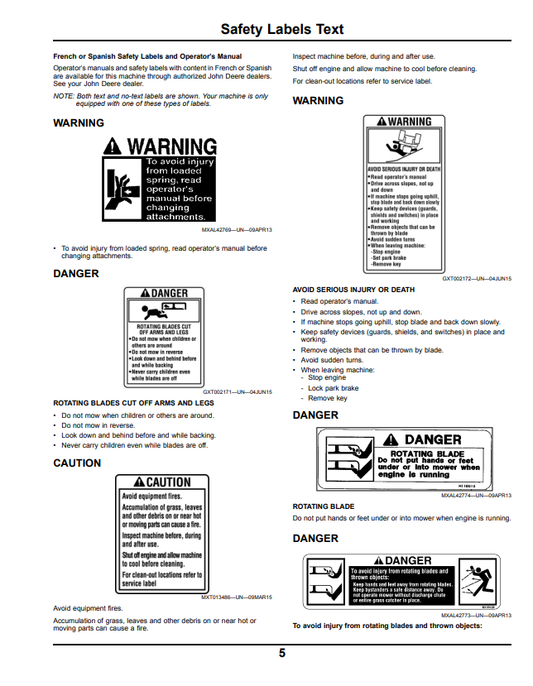 JOHN DEERE Z525E, Z535M, Z535R, Z540M AND Z540R, Z500 SERIES ZTRAK™ OPERATOR MANUAL OMUC12696