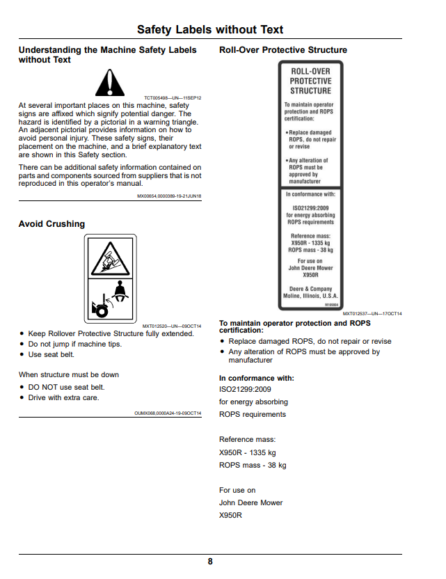 JOHN DEERE X950R TRACTOR OPERATOR MANUAL OMUC26888
