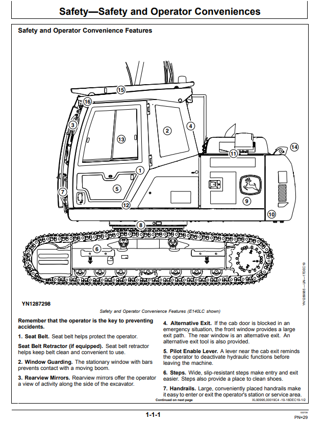 JOHN DEERE E130 AND E140LC EXCAVATOR OPERATOR MANUAL OMT437138X019