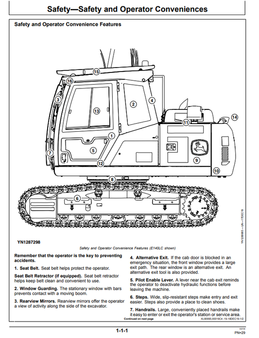 JOHN DEERE E130 AND E140LC EXCAVATOR OPERATOR MANUAL OMT437138X019