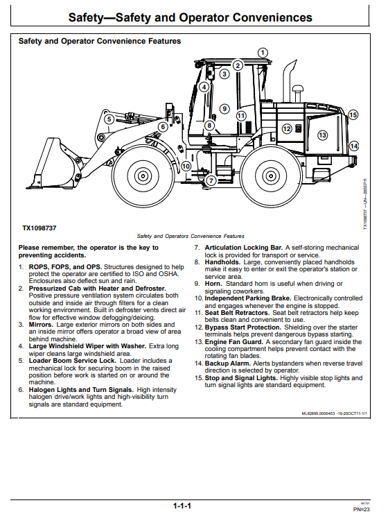 JOHN DEERE 624K LOADER OPERATOR MANUAL OMT231641