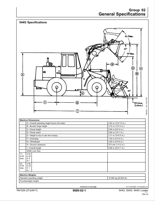 JOHN DEERE 544G, 544GH LL, 544G TC, 624G, 644G LOADER OPERATION AND TEST TECHNICAL MANUAL TM1529