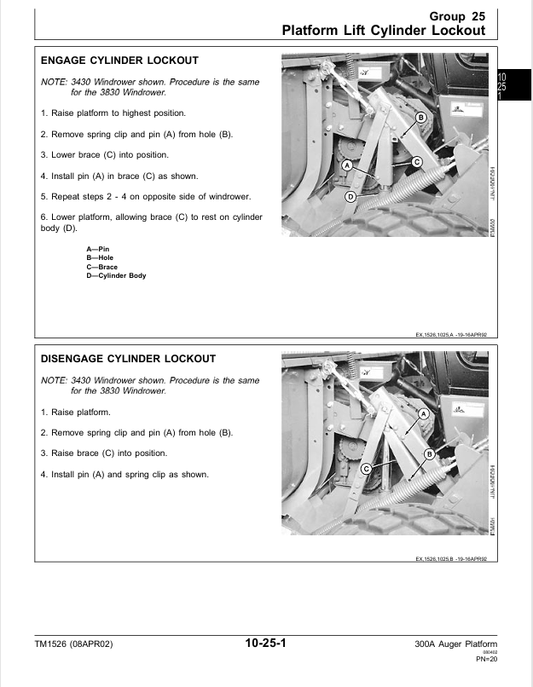 JOHN DEERE 300A AUGER PLATFORM, 300 GRASS SEED SPECIAL TECHNICAL SERVICE REPAIR MANUAL TM1526
