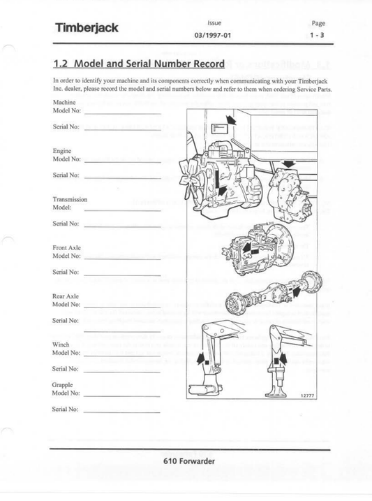 JOHN DEERE 610 FORWARDER OPERATOR MANUAL F293658B