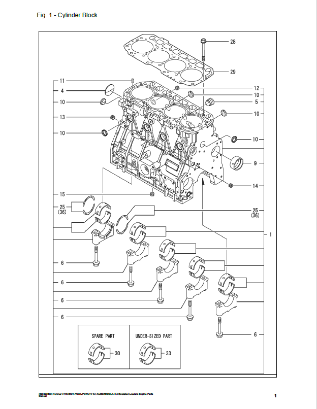 Mustang 4TNV98CT Engine Articulated Loader Parts Manual 50940385