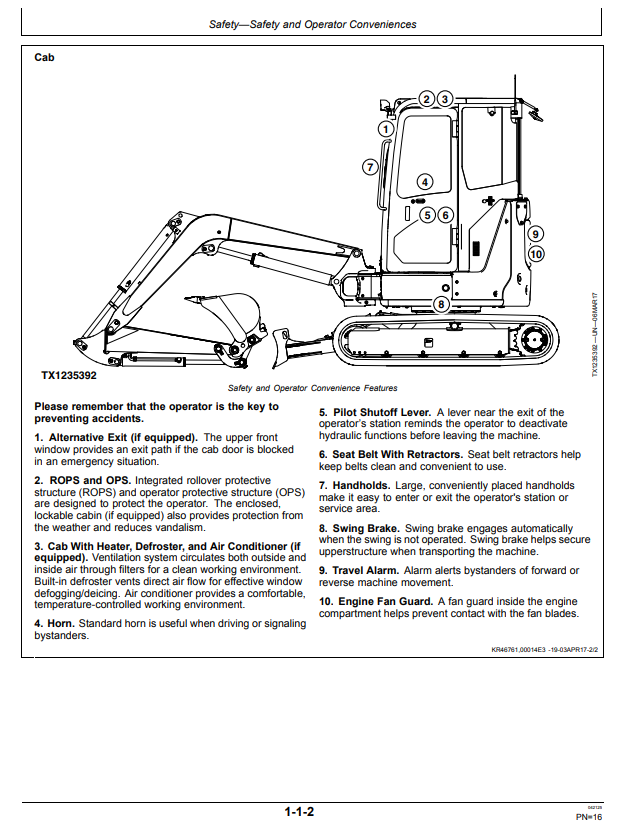 JOHN DEERE 30G EXCAVATOR OPERATOR MANUAL OMT398500X19