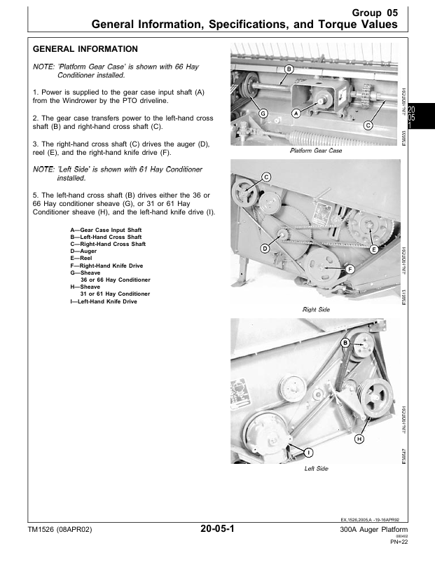 JOHN DEERE 300A AUGER PLATFORM, 300 GRASS SEED SPECIAL TECHNICAL SERVICE REPAIR MANUAL TM1526