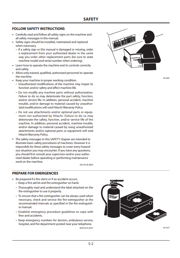 HITACHI ZAXIS 850-3, 850LC-3, 870H-3, 870LCH-3 HYDRAULIC EXCAVATOR OPERATOR MANUAL EM1JB12