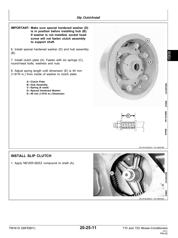 JOHN DEERE 710 AND 720 MOWER-CONDITIONER TECHNICAL MANUAL TM1619