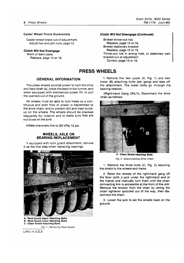 JOHN DEERE 9000 SERIES GRAIN DRILL TECHNICAL MANUAL TM1174