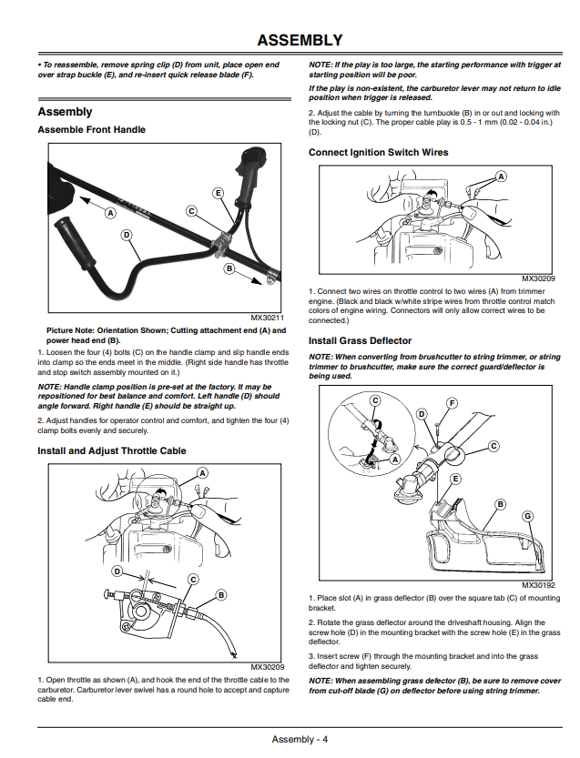 JOHN DEERE BRUSHCUTTER XT250B LE - UT15230 OPERATOR MANUAL OMPS05086