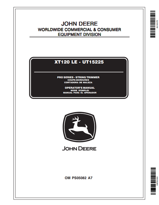 JOHN DEERE XT120 LE - UT15225 PRO SERIES - STRING TRIMMER OPERATOR MANUAL OMPSO5082