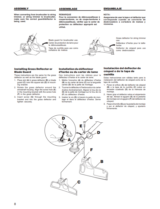 JOHN DEERE XT120 LE - UT15225 PRO SERIES - STRING TRIMMER OPERATOR MANUAL OMPSO5082