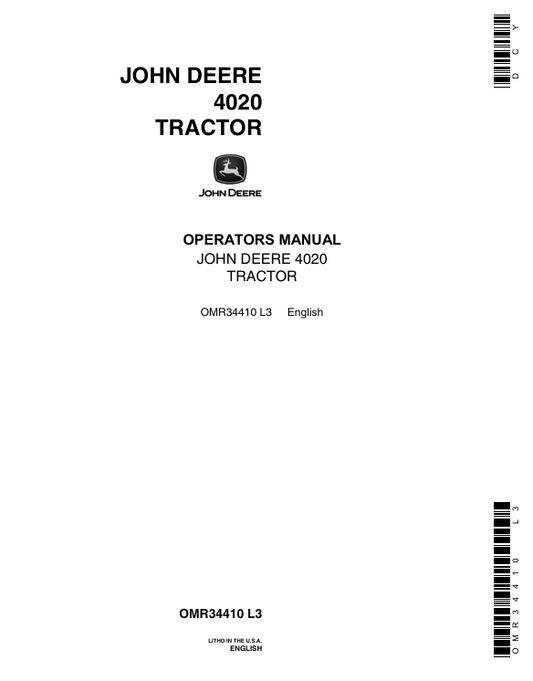 JOHN DEERE 4020 TRACTOR OPERATOR MANUAL OMR34410