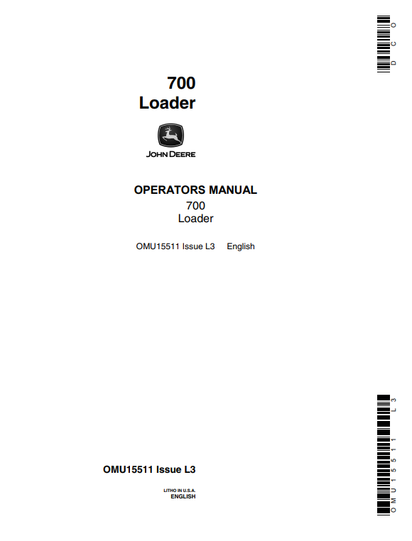 JOHN DEERE 700 LOADER OPERATOR MANUAL OMU15511