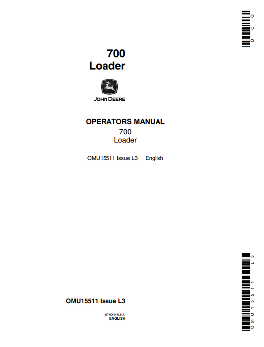 JOHN DEERE 700 LOADER OPERATOR MANUAL OMU15511
