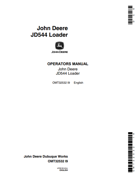 JOHN DEERE JD544 LOADER OPERATOR MANUAL OMT32532