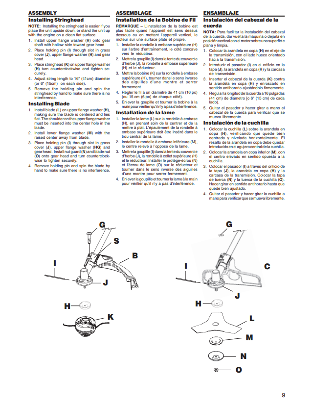 JOHN DEERE XT120 LE - UT15225 PRO SERIES - STRING TRIMMER OPERATOR MANUAL OMPSO5082
