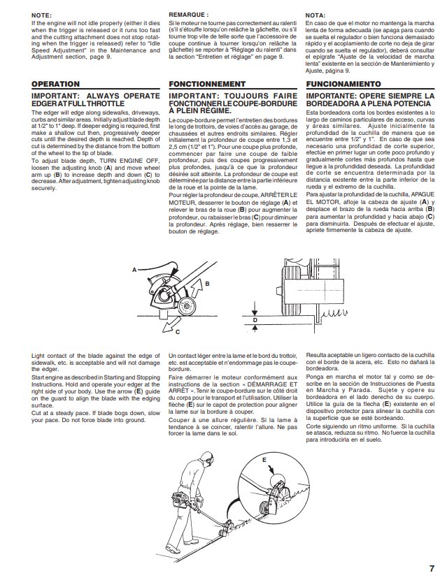 JOHN DEERE XT120SE UT22097 EDGER OWNER MANUAL OMPS01137