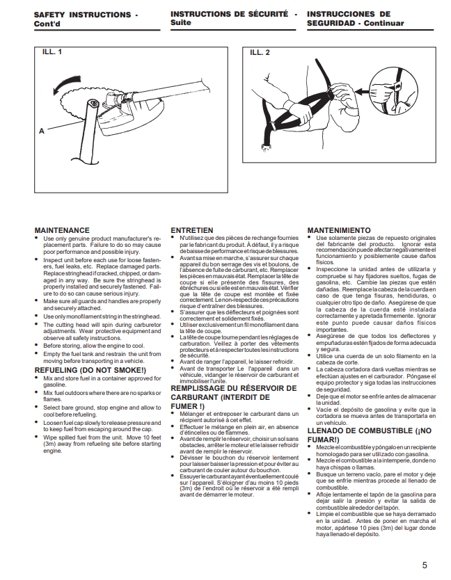 JOHN DEERE XT140 UT15146 STRING TRIMMER / BRUSHCUTTER OWNER MANUAL OMPS01075