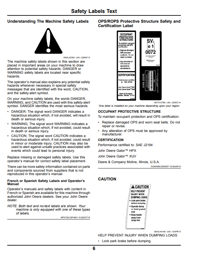 JOHN DEERE XUV855D S4 GATOR™ UTILITY VEHICLE OPERATOR MANUAL OMM178612