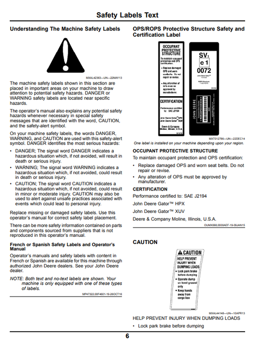 JOHN DEERE XUV855D S4 GATOR™ UTILITY VEHICLE OPERATOR MANUAL OMM178612