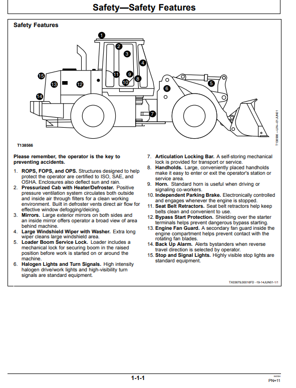 JOHN DEERE 544H 4WD LOADER AND TC54H TOOL CARRIER OPERATOR MANUAL OMT195359