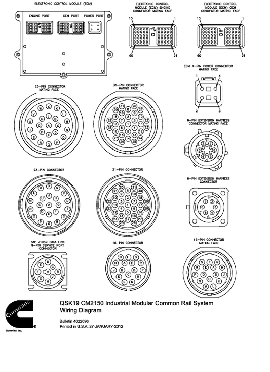 JOHN DEERE CUMMINS ENGINE QSK19 CM2150 4022096 WIRING DIAGRAM MANUAL