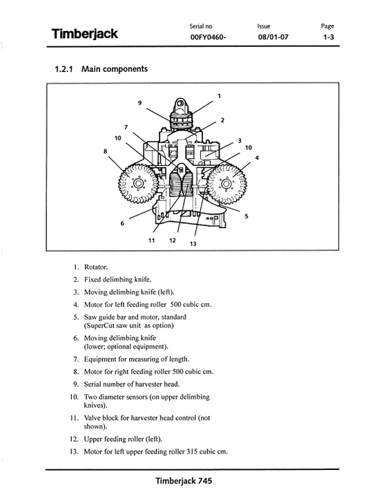 JOHN DEERE 745 HARVESTING HEAD OPERATOR &amp; SERVICE MANUAL F062416
