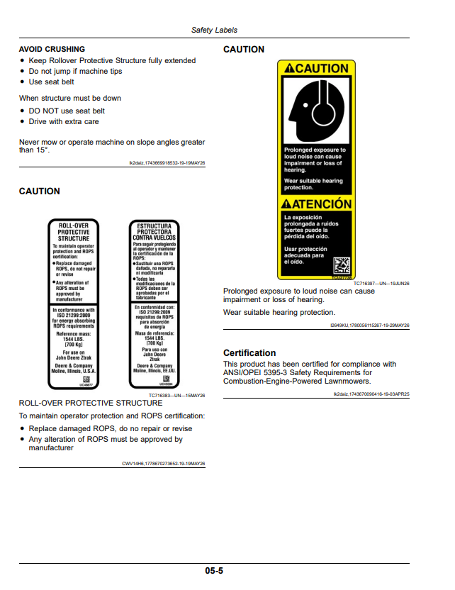 JOHN DEERE Z720M, Z740M, Z740R, AND Z760R ZTRAK SERIES GAS OPERATOR MANUAL OMUC46503E