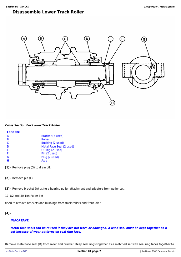 JOHN DEERE 190E EXCAVATOR REPAIR TECHNICAL MANUAL TM1540