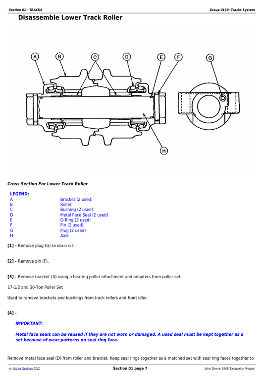 JOHN DEERE 190E EXCAVATOR REPAIR TECHNICAL MANUAL TM1540