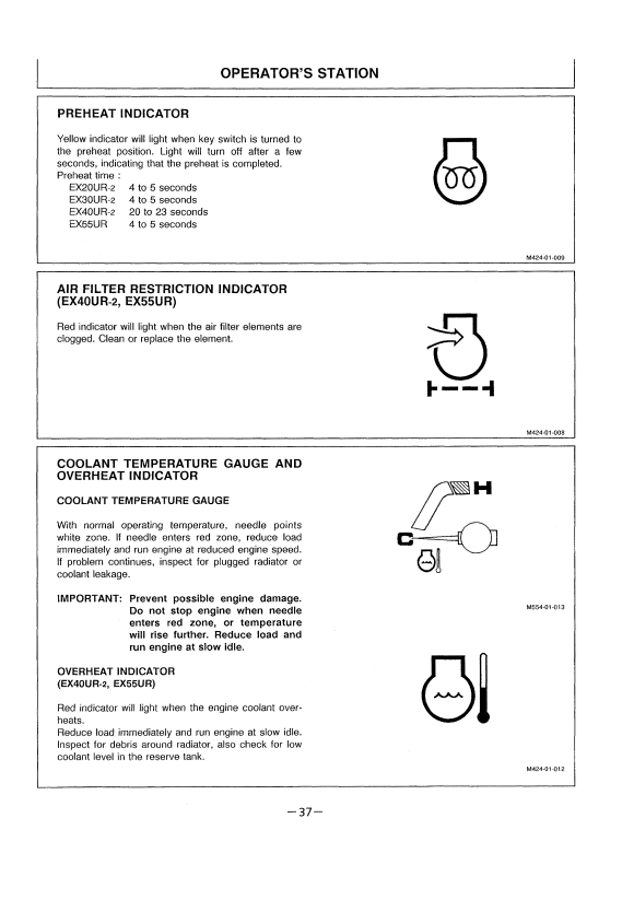 HITACHI EX20UR-2, EX30UR-2, EX40UR-2, EX55UR EXCAVATOR OPERATOR MANUAL EM1BG11