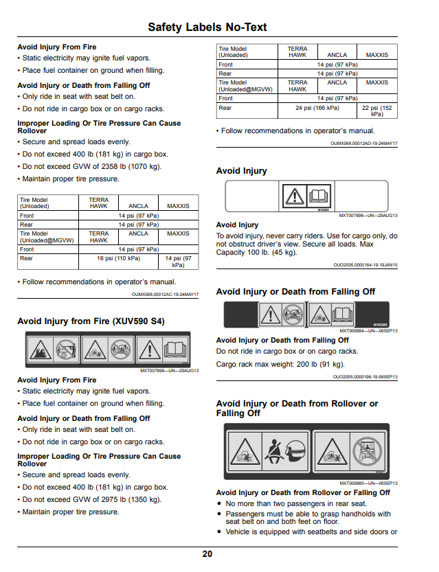 JOHN DEERE XUV590E, XUV590M, XUV590E S4, XUV590M S4 GATOR™ UTILITY VEHICLE OPERATOR MANUAL OMUC12877