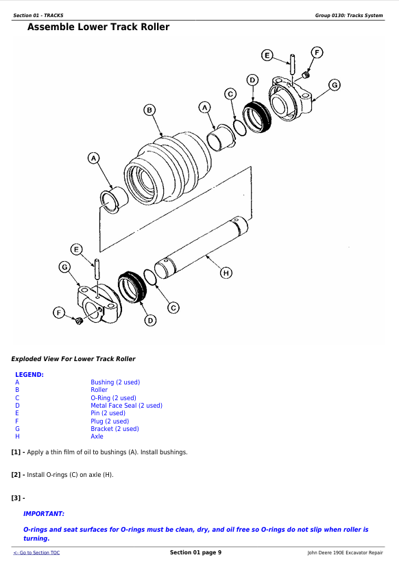 JOHN DEERE 190E EXCAVATOR REPAIR TECHNICAL MANUAL TM1540