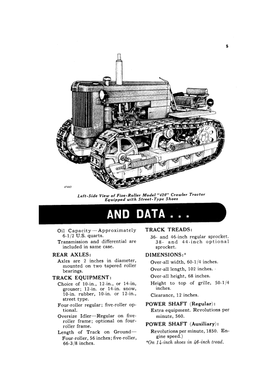 JOHN DEERE 420 CRAWLER TRACTOR OPERATOR MANUAL OMT20