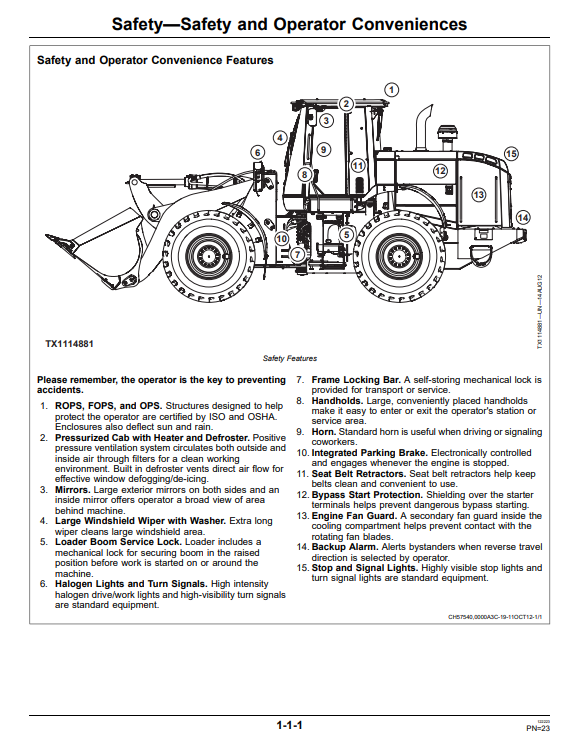 JOHN DEERE 644K HYBRID 4WD LOADER OPERATOR MANUAL OMT276750