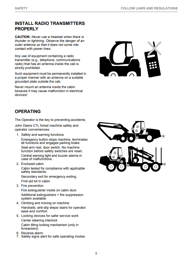 JOHN DEERE 1270E INTERIM TIER 4 CTL HARVESTER OPERATOR INSTRUCTION MANUAL F674311GENI