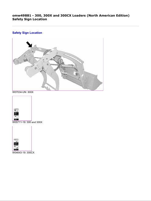 JOHN DEERE 300, 300X, 300CX LOADER OPERATOR MANUAL OMW49881