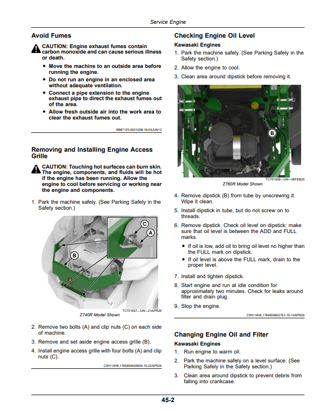 JOHN DEERE Z720M, Z740M, Z740R, AND Z760R ZTRAK SERIES GAS OPERATOR MANUAL OMUC46503E