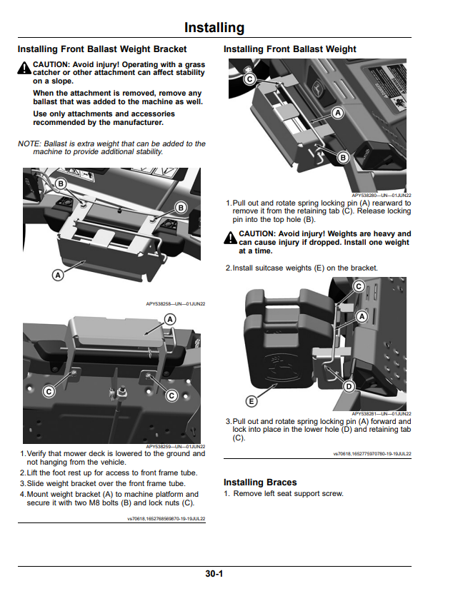 JOHN DEERE Z330R, Z315E, Z325E, Z320R, Z320M, Z330M 2-BAG MATERIAL COLLECTION SYSTEM FOR 42-INCH, 48-INCH, AND 54-INCH ACCEL DEEP™ MOWER DECKS ON Z300 SERIES ZTRAK OPERATOR MANUAL OMUC32588