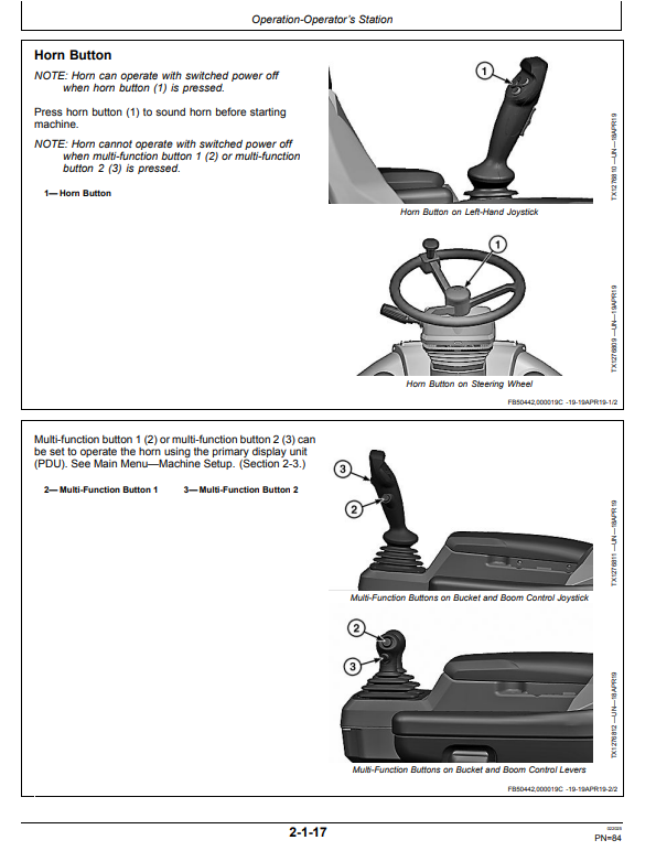 JOHN DEERE 824 P-TIER, GEN-A 4WD LOADER OPERATOR MANUAL OMT461924X019