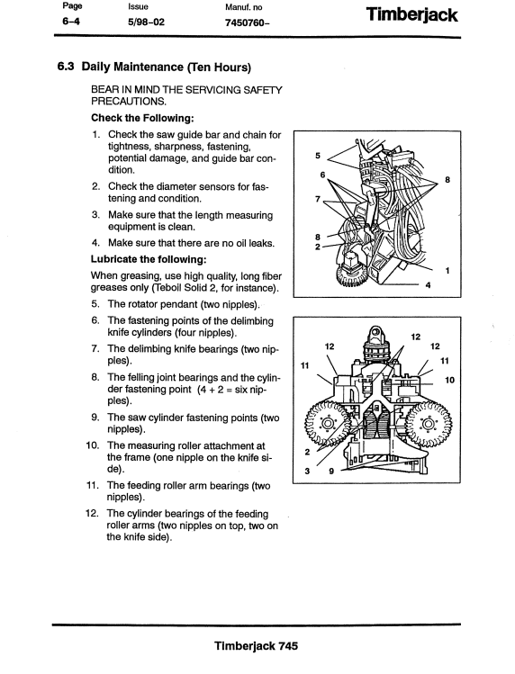 JOHN DEERE 745 TIMBERJACK OPERATOR MANUAL F055920