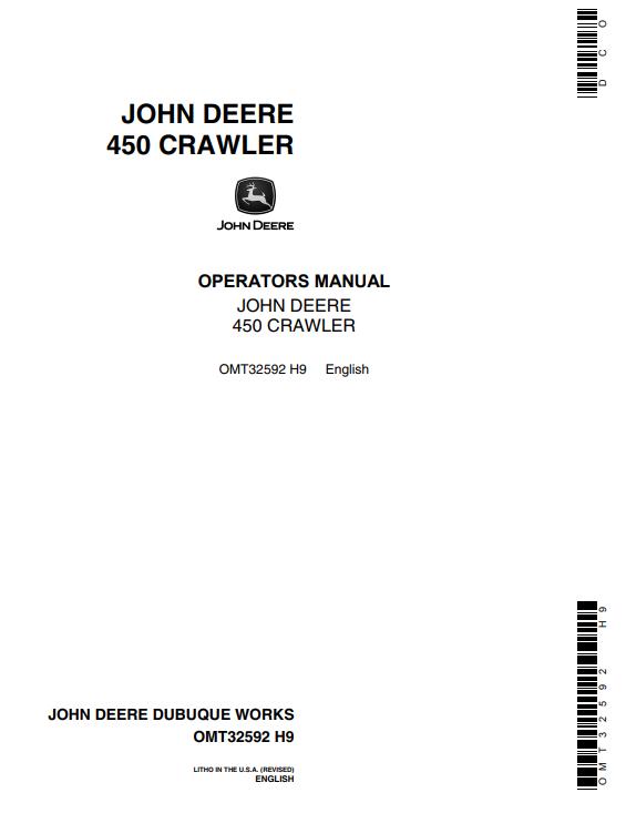 JOHN DEERE 450 CRAWLER OPERATOR MANUAL OMT32592